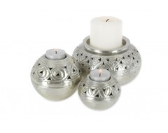 Round Aluminium Tealight Ball Kashmiri Cutwork (Set of 3)