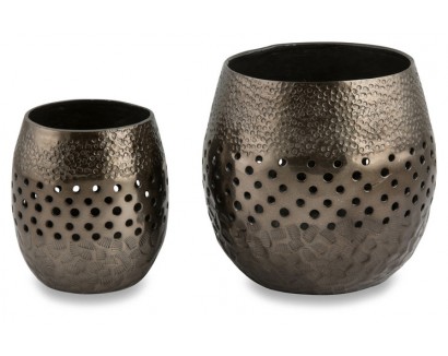 Hammered Metal Cool Tone Votives (Set of 2)