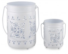 Iron Metal Enamel Votives (Set of 2)