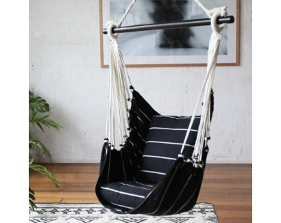 Black  White Noosa Cotton Hammock Chair Swing