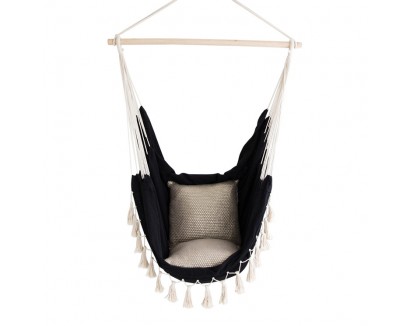 Soho Black Hammock with Cream Rope