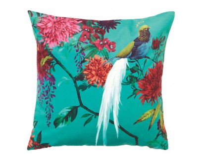 Teal Chintz Velvet Cushion