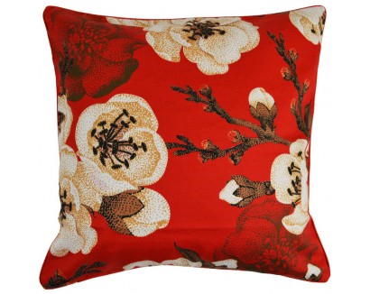 Red Cherry Blossom Cotton Cushion