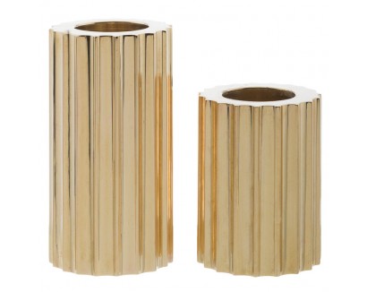 2 Piece Ribb Taper Candle Holder Set